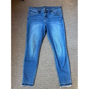 Kut From The Kloth Women's Blue‎ Denim Ankle Skinny Jeans Frayed Hem